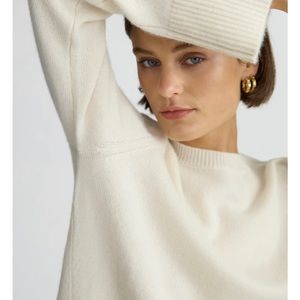 NWT The Curated White Cashmere Crewneck Sweater Small